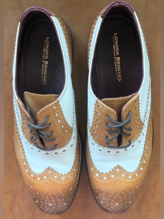 London Brogues Gatsby Tan White Wingtip Oxford Shoes Mens 8 EU 42 main image 9